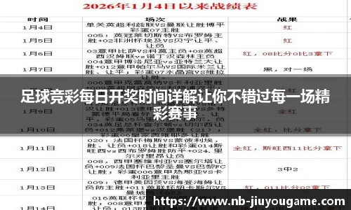 足球竞彩每日开奖时间详解让你不错过每一场精彩赛事
